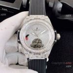 Luxury Copy Hublot Classic Fusion Tourbillon Iced Out Watch Black Rubber Band